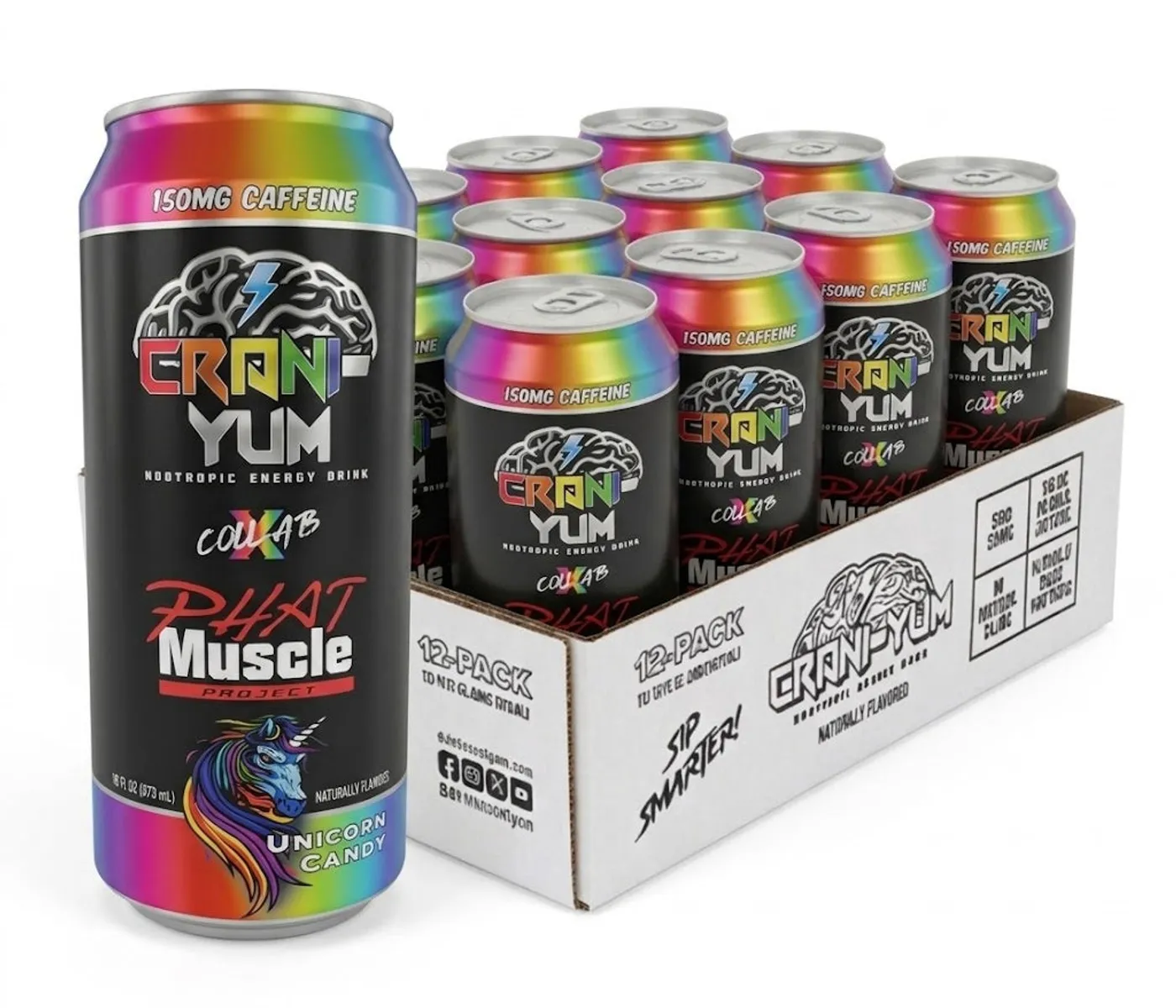 Case of 12 Crani-Yum Unicorn Candy 16oz cans