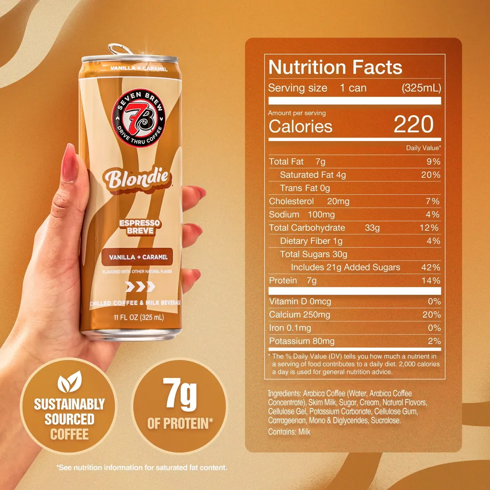 7 Brew Chilled Espresso Blondie nutrition label