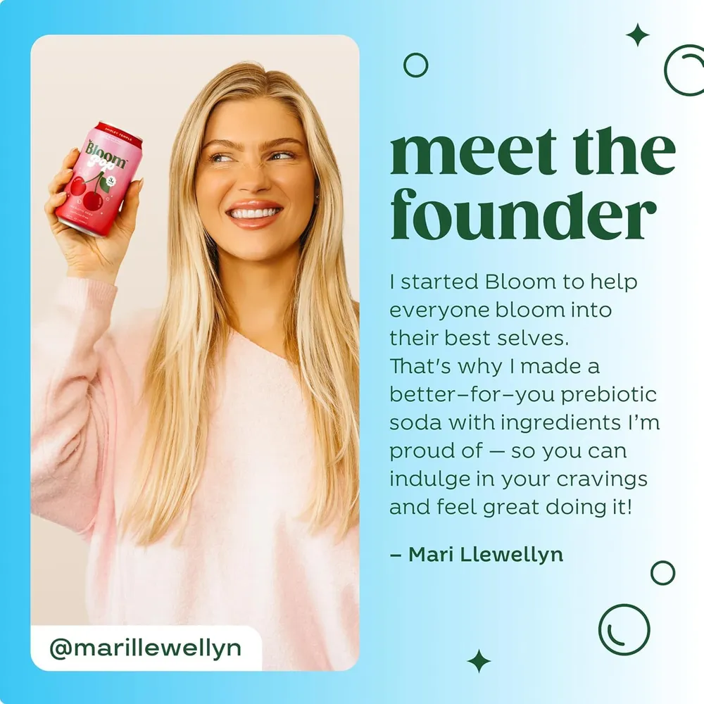 Bloom founder holding a Bloom Pop can