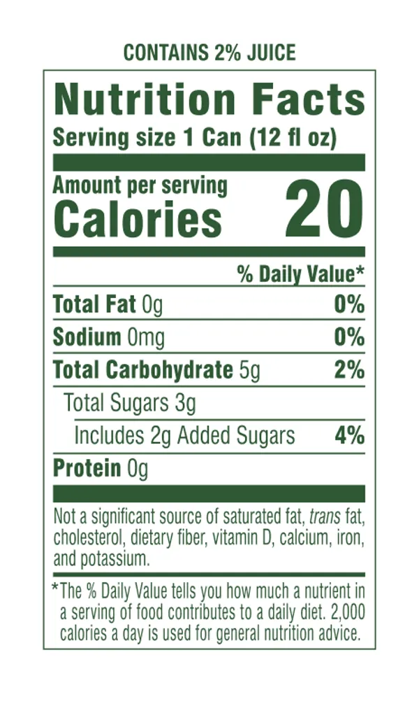 Bloom Pop nutrition facts panel
