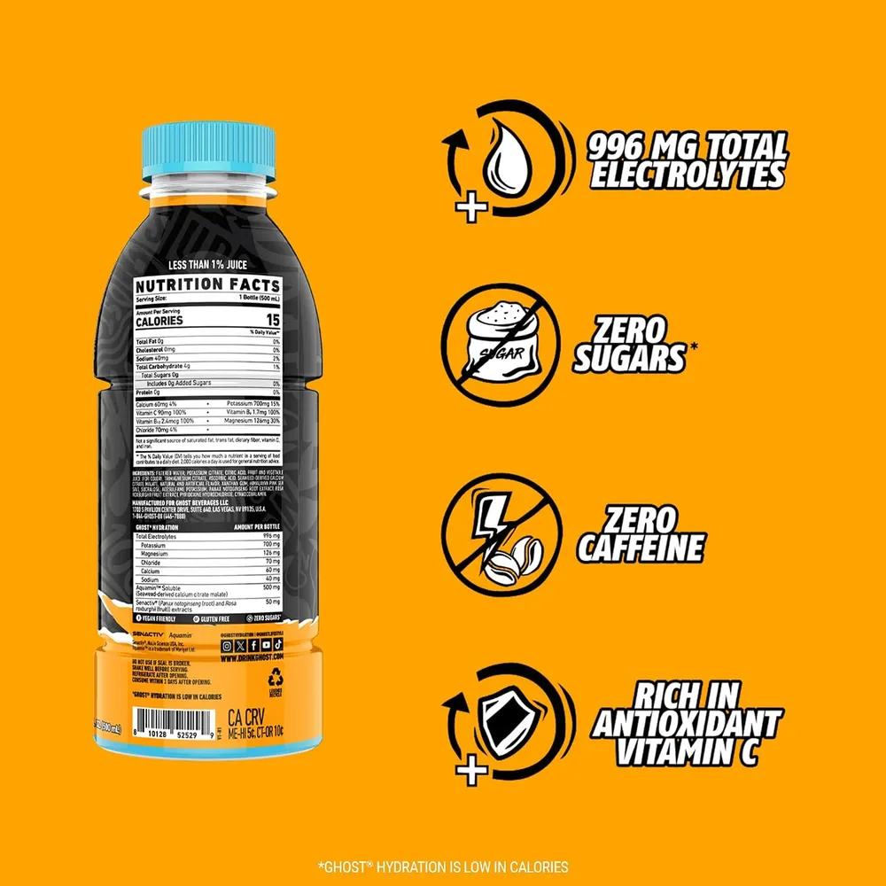 GHOST Hydration Orange Squeeze benefits and electrolyte callouts