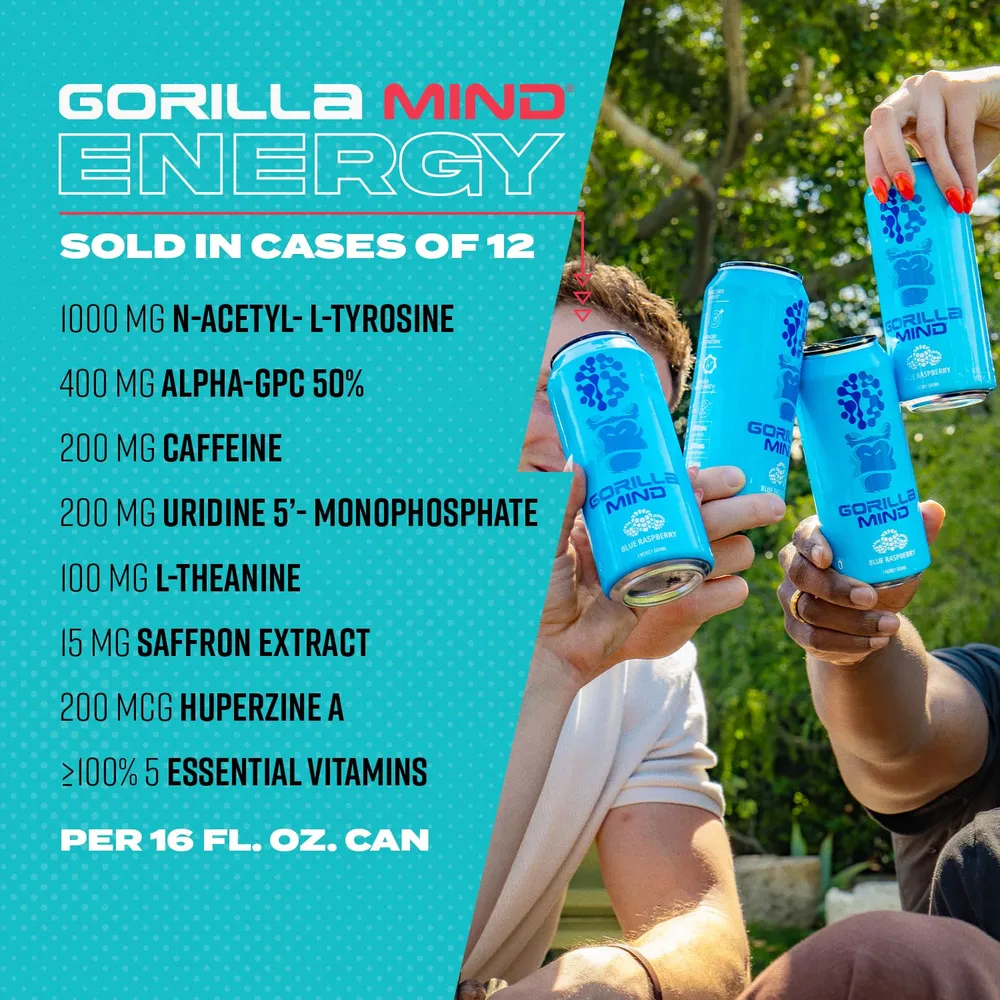 Gorilla Mind Energy Drink key ingredients callout