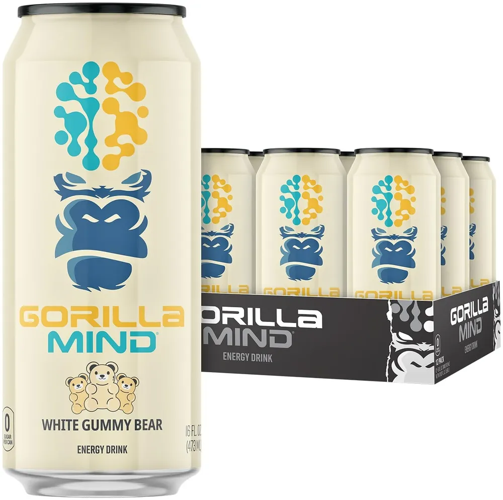 Gorilla Mind Energy Drink White Gummy Bear flavor can