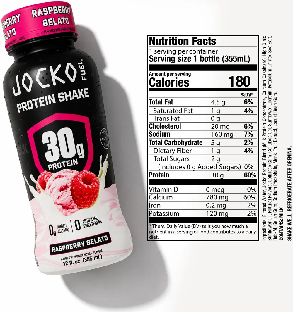 Jocko Fuel Molk Protein Drink Raspberry Gelato Ingredients