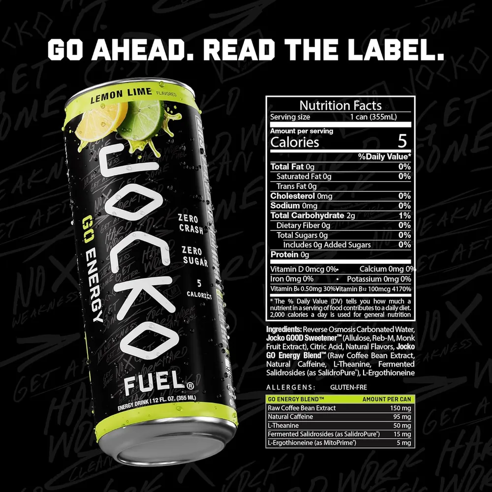 Jocko GO Lemon Lime current formula label
