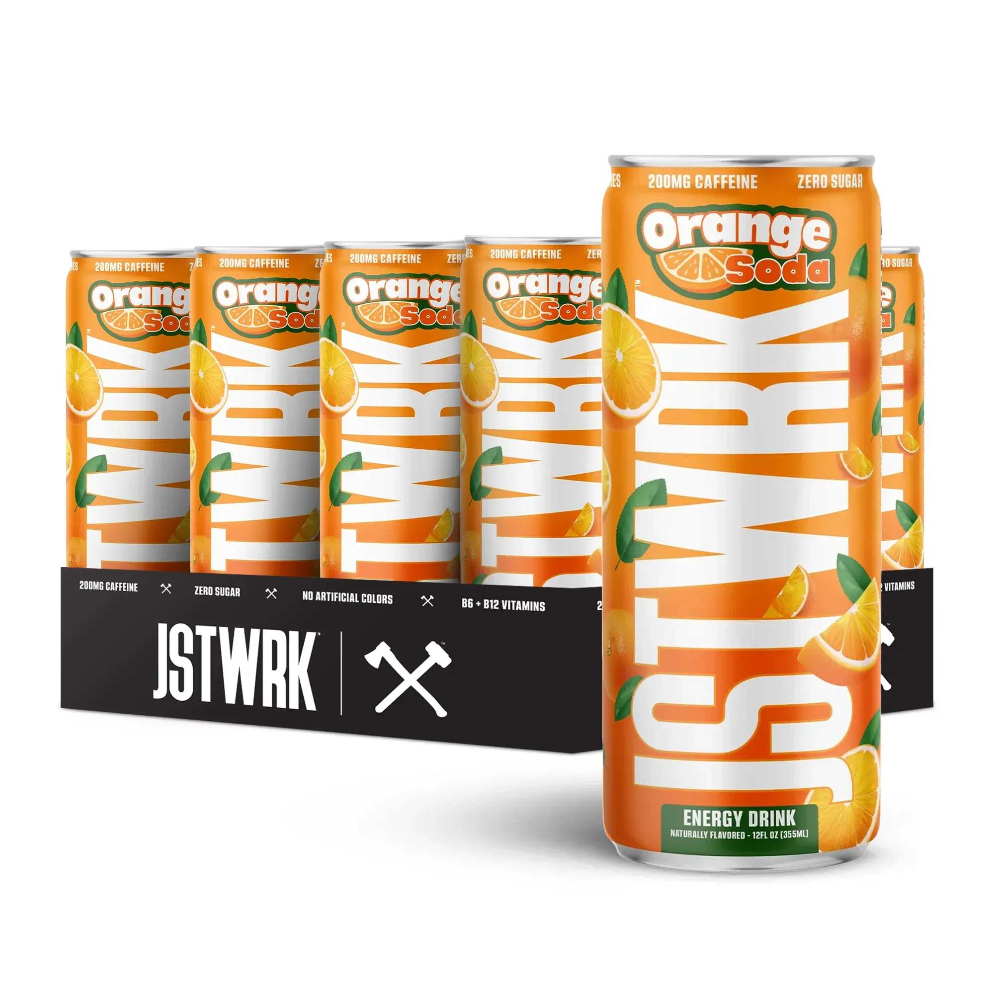 JSTWRK Energy Orange Soda 12-pack case