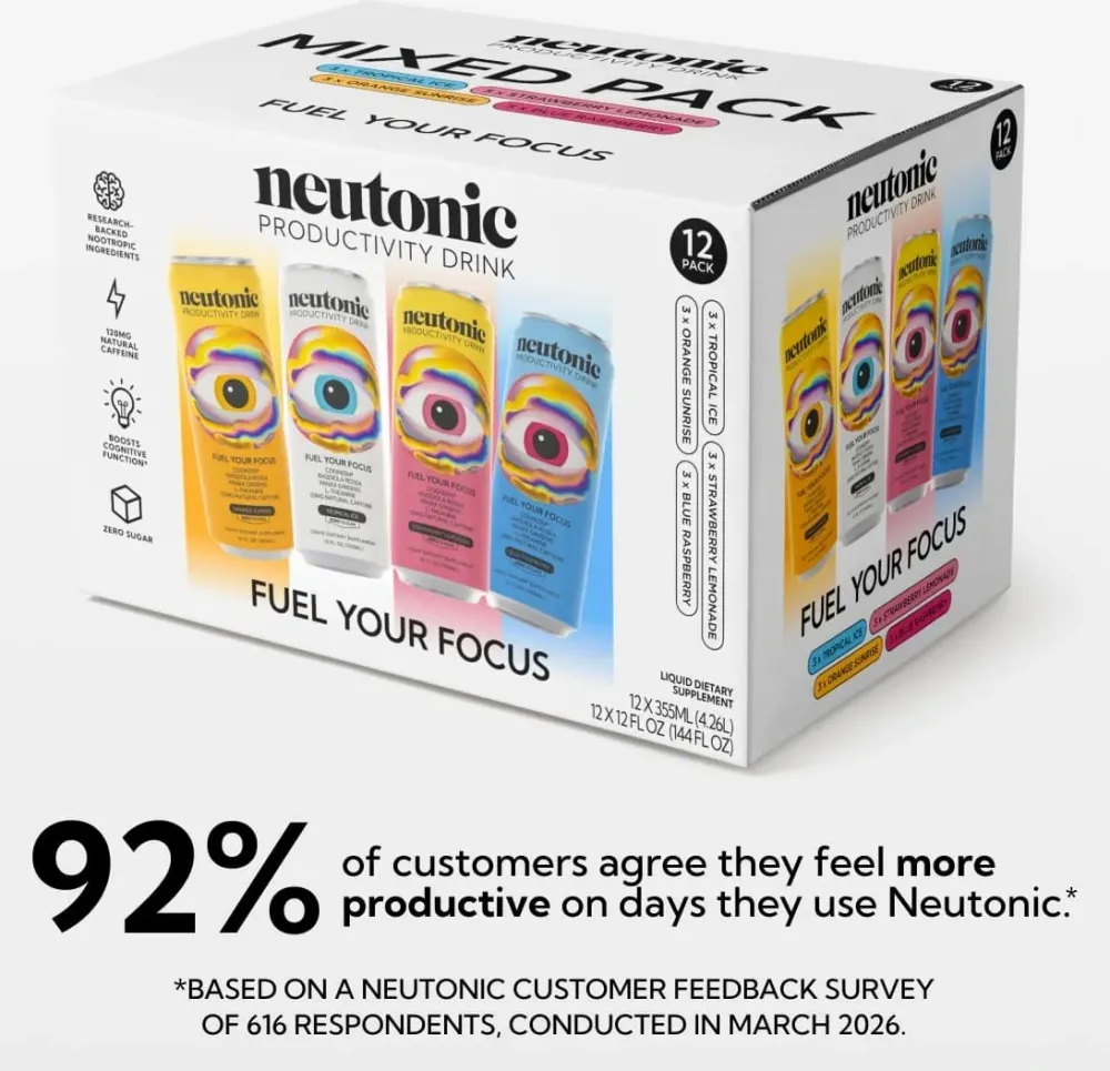 neutonic productivity drink can pack