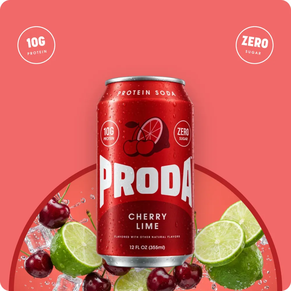 proda protein soda cherry lime can
