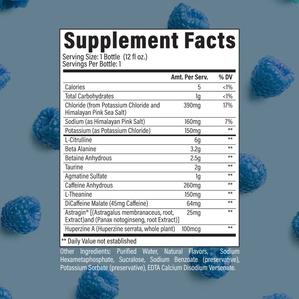 CBUM Thavage Pre-Workout RTD raw nutrition cbum thavage pre workout rtd blue raspberry supplement facts