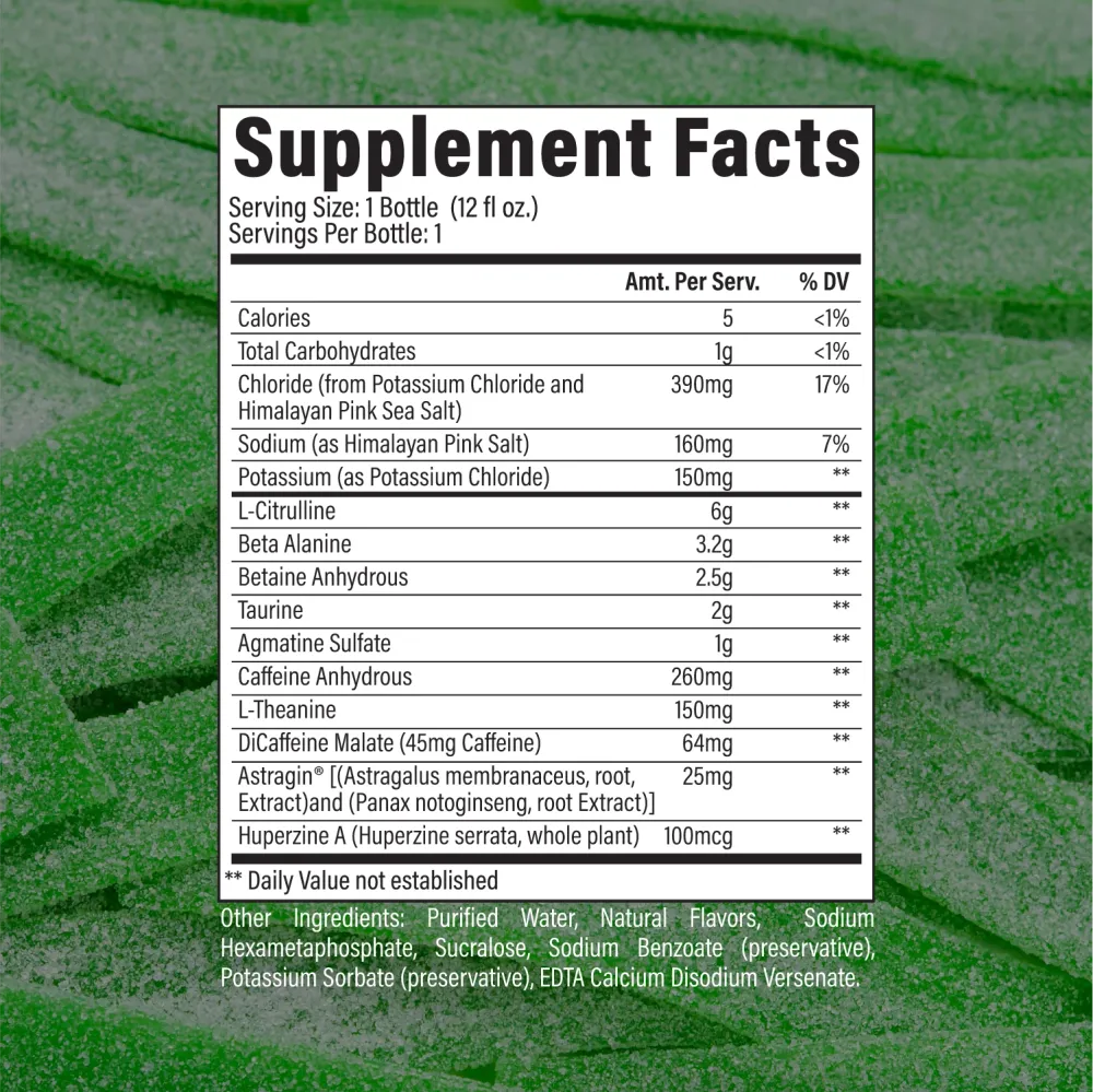 CBUM Thavage Pre-Workout RTD raw nutrition cbum thavage rtd green gummy supplement facts