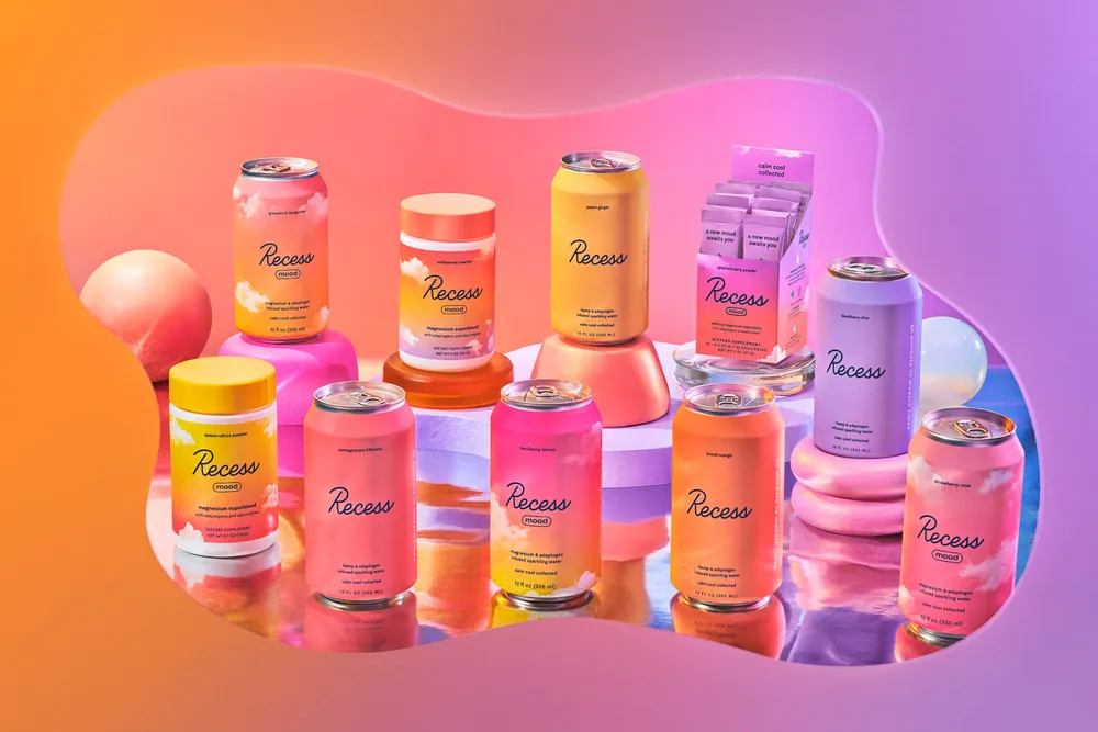 Recess Mood sparkling water cans