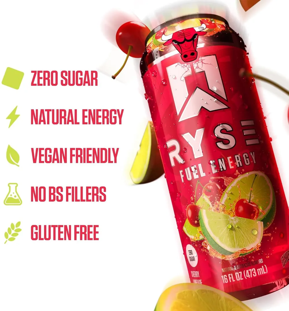 Ryse Energy Drink Chicago Bulls Cherry Limeade Benefits