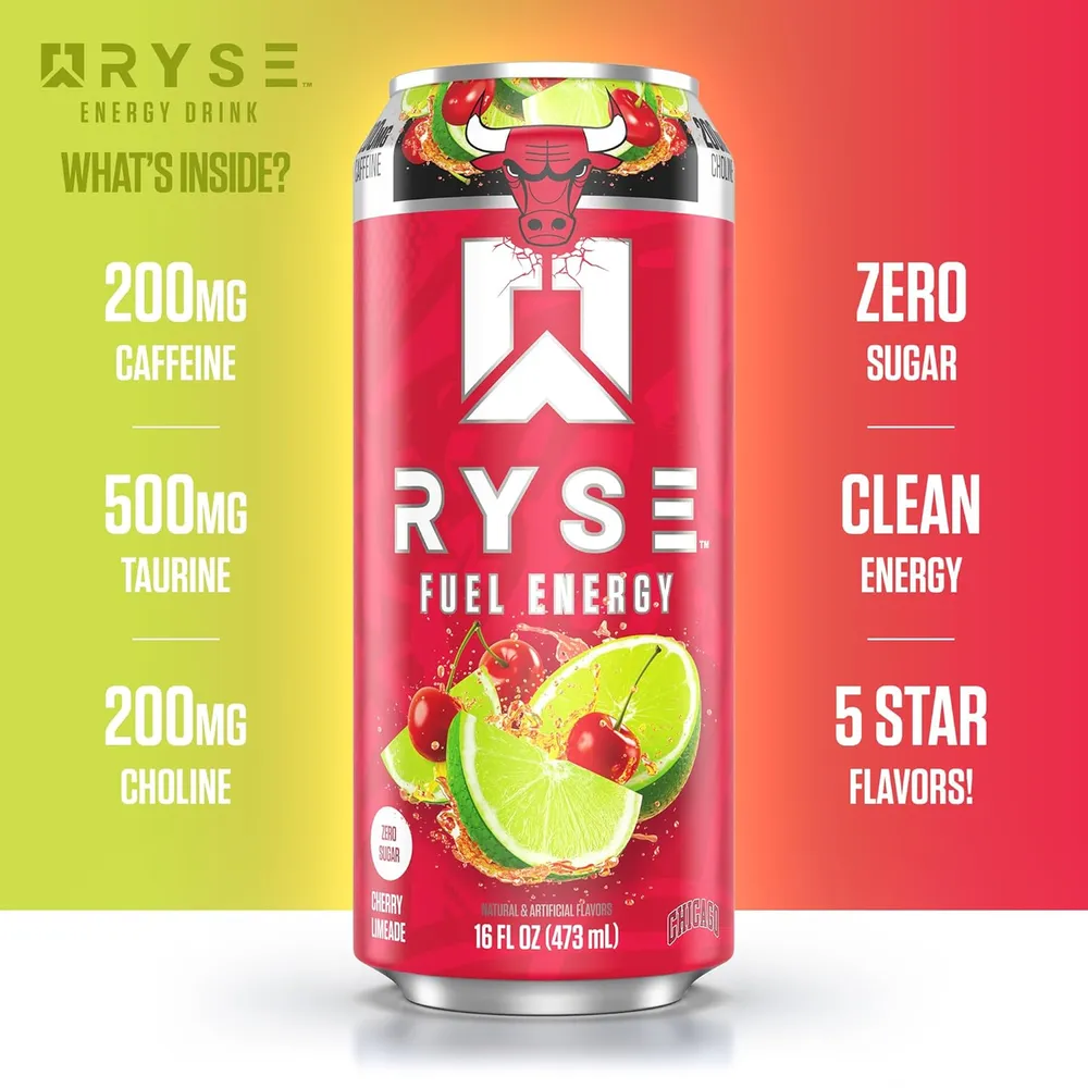 Ryse Energy Drink Chicago Bulls Cherry Limeade Key Ingredients
