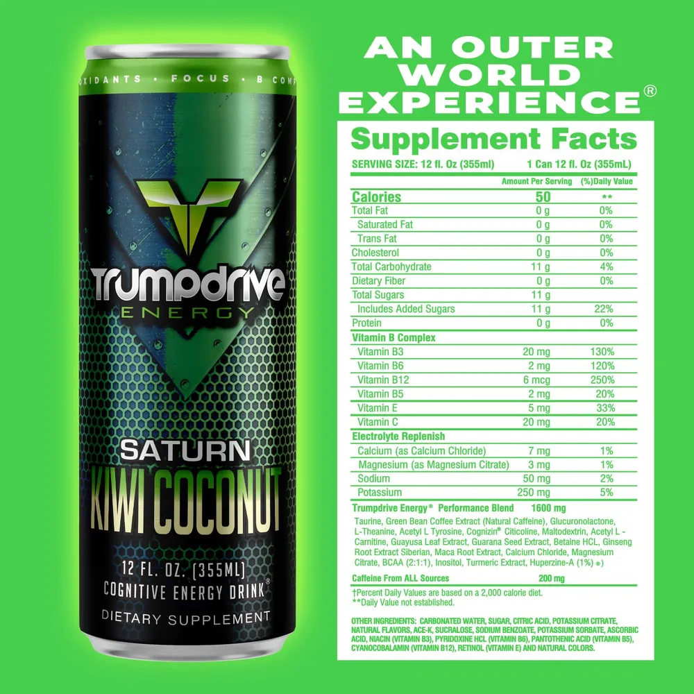 Trumpdrive Energy ingredients callout graphic