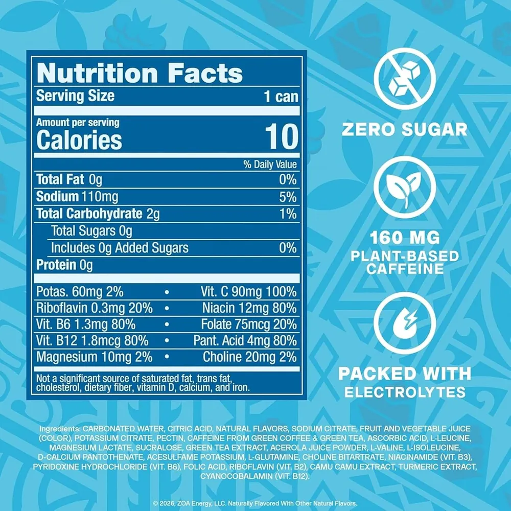ZOA Blue Raspberry Shave Ice Tests New Electrolyte Branding zoa shave ice blue raspberry label