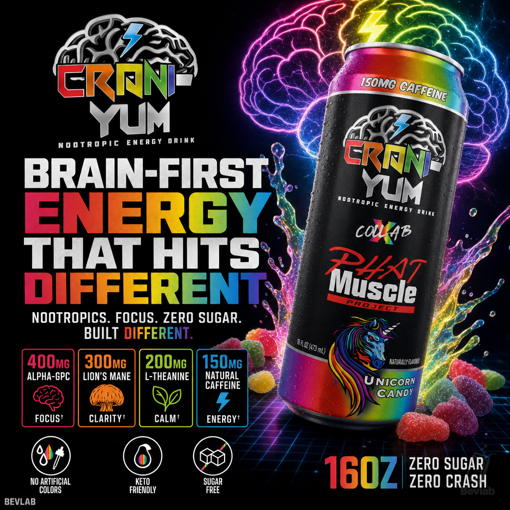 Crani-Yum x Phat Muscle Project Launch Unicorn Candy Energy Drink