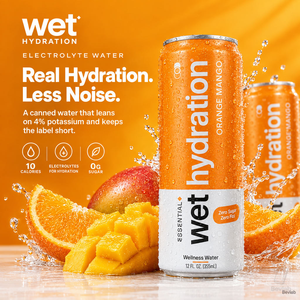 Wet Hydration Electrolyte Water: Light on Calories, Light on Electrolytes